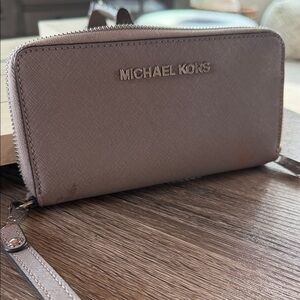 Michael Kors grayish Zip-Around Wallet wristlet